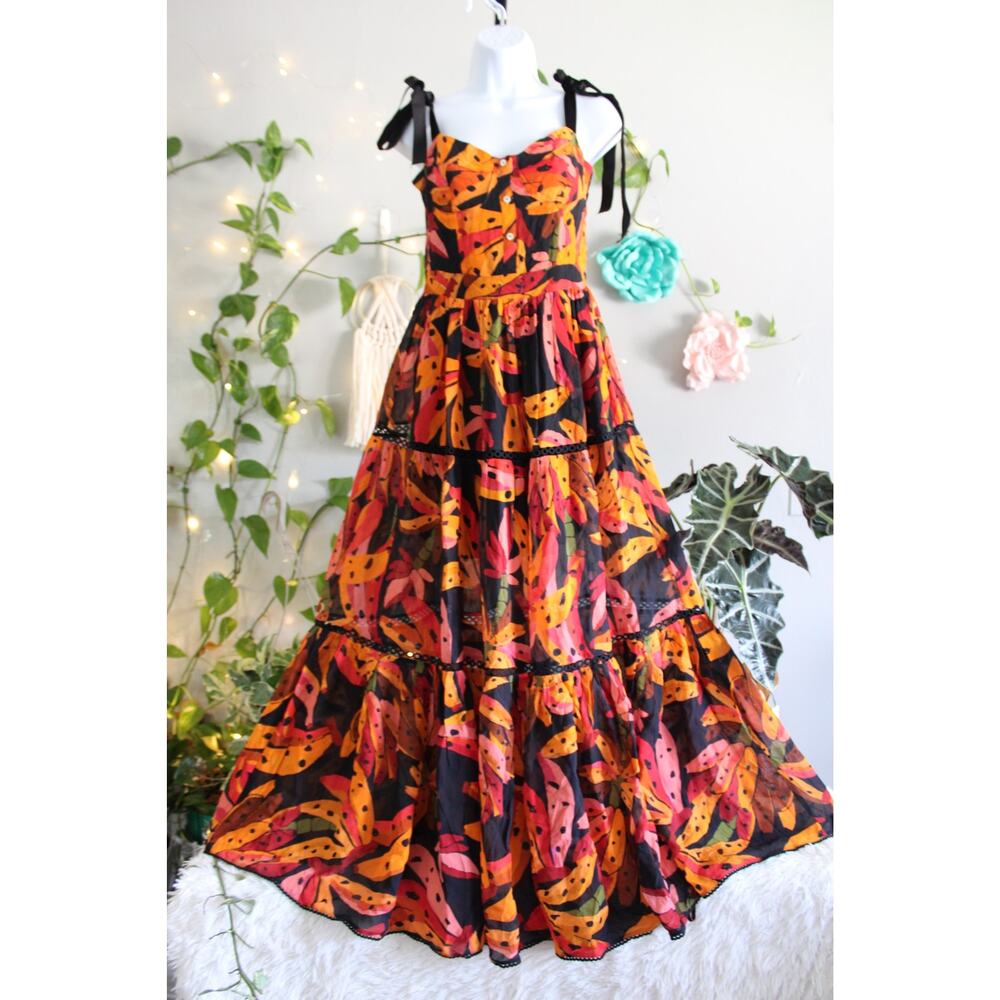 Farm Rio Banana Print Tiered Maxi Dress Size S MSRP $345 – NWOT - Picture 11 of 13